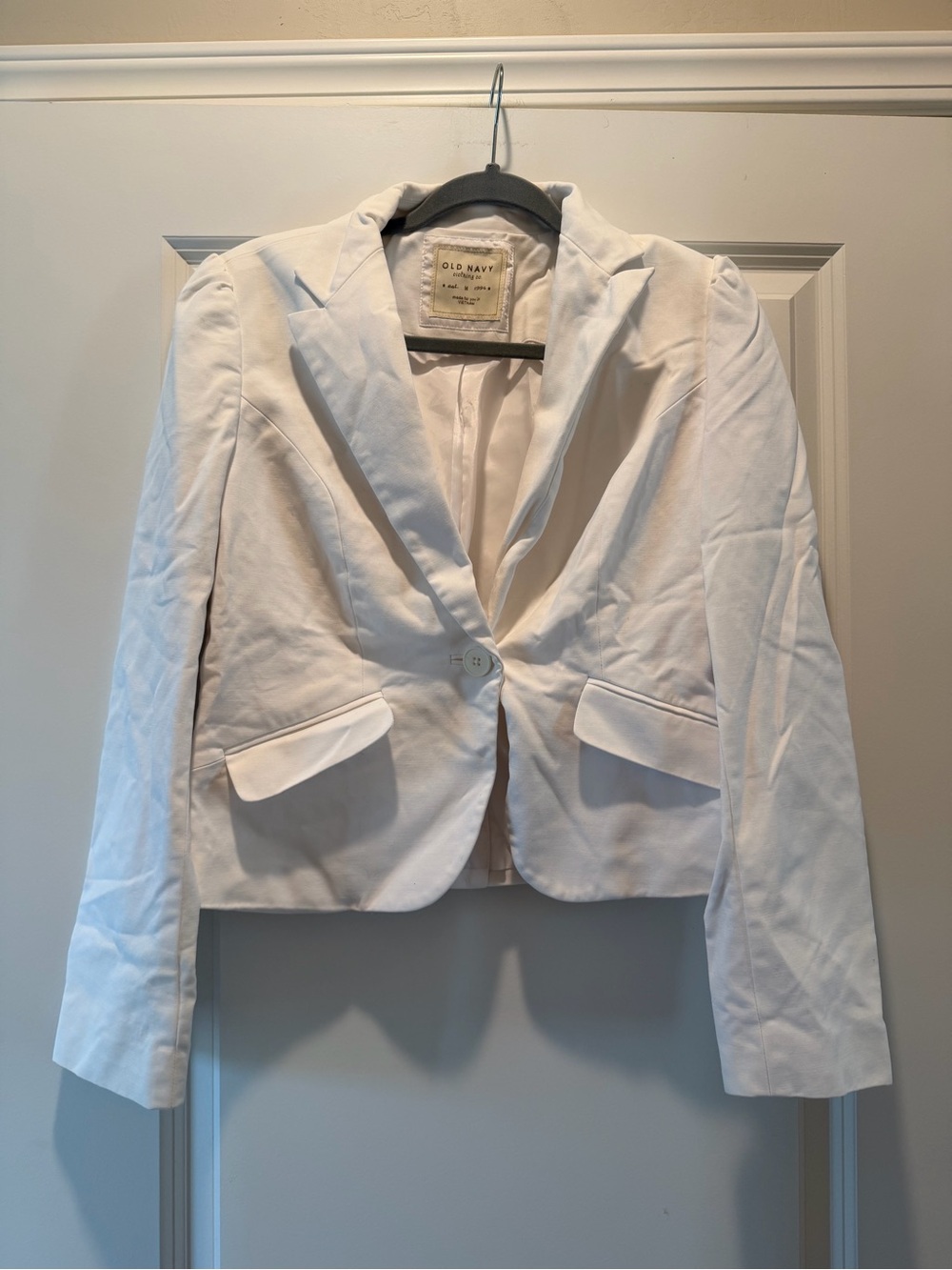 Old Navy White Single-Button Tailored Blazer